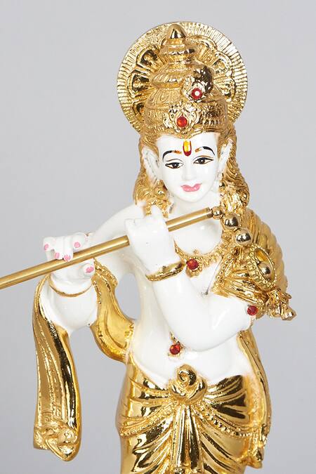 Assemblage_Gold Resin And Wood Kamal Krishna Idol_Online_at_Aza_Fashions