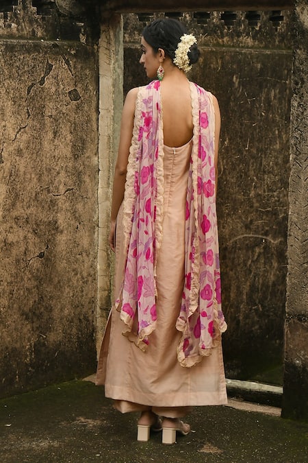 Taro Sugar Rose Chanderi Silk Kurta Set 