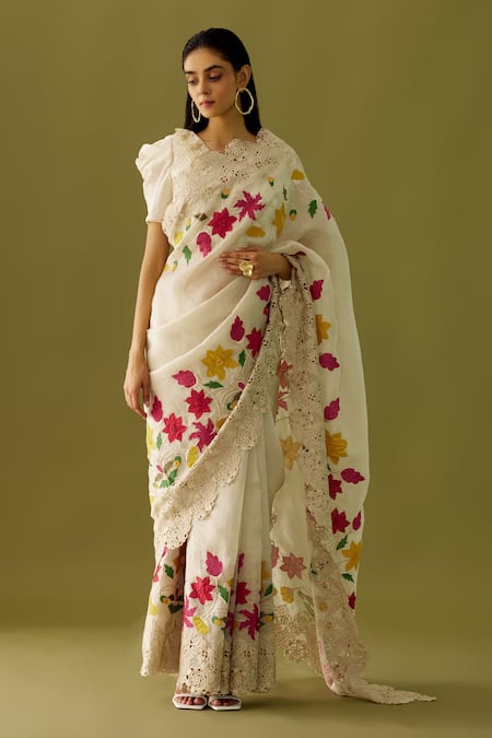 Chandrima Organza Floral Embroidered Saree 