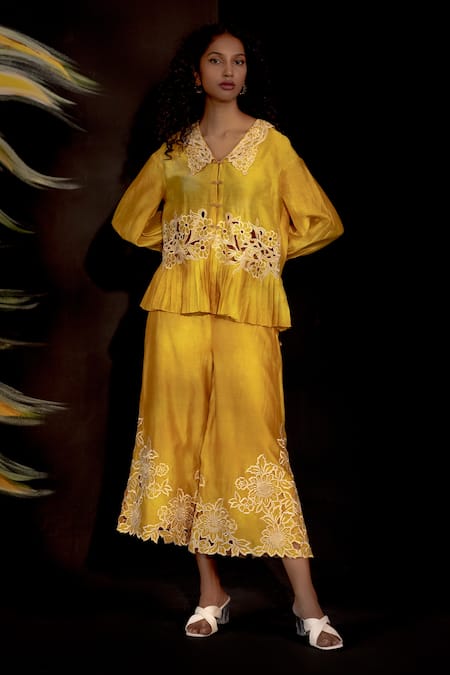 Chandrima Chanderi Tie Dye Cutwork Pant 