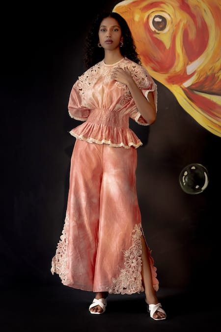 Chandrima Chanderi Tie Dye Cutwork Pant 