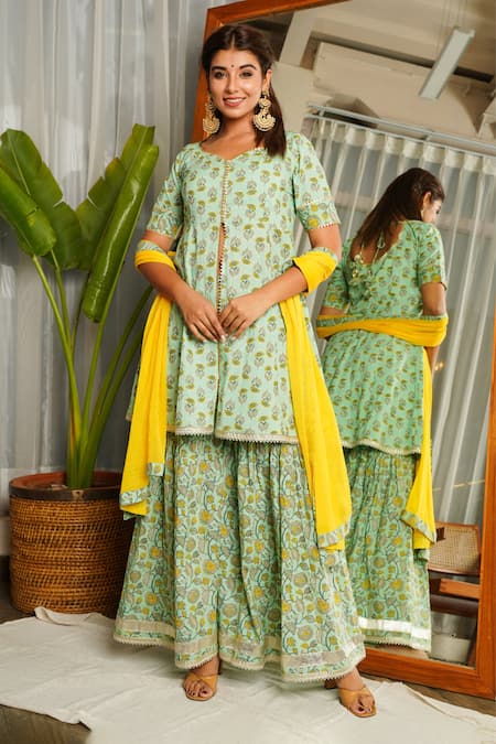 Ruchira Nangalia Printed Kurta Sharara Set 