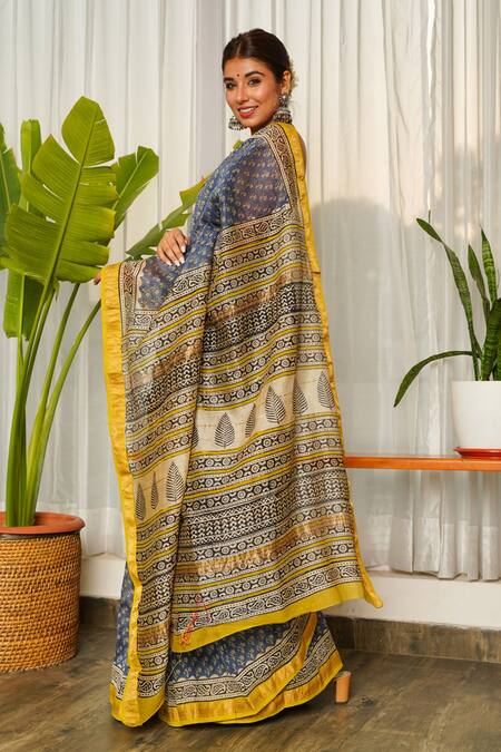 Ruchira Nangalia Chanderi Bagru Print Saree 