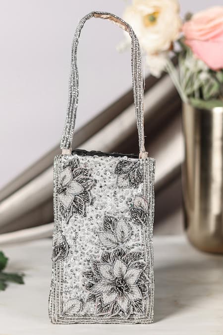 Vareli Bafna Warq Embroidered Mobile Pouch 