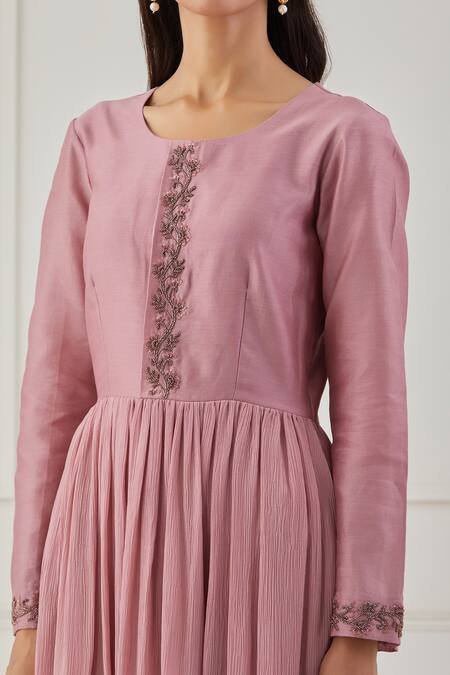 Shop Rashi Jain Pink Chanderi Sequins, Thread, Beads Round Gulabo Kurta And Sharara Set Online at Aza Fashions Shop_Rashi Jain_Pink Chanderi Sequins, Thread, Beads Round Gulabo Kurta And Sharara Set _Online_at_Aza_Fashions