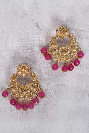 Samyukta Singhania_Gold Plated Stone And Bead Drop Choker Set_at_Aza_Fashions