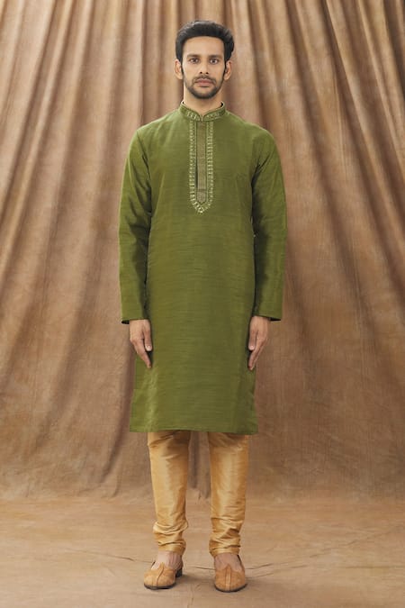 Buy Arihant Rai Sinha Green Silk, Cotton Mirrors, Embroidery Mandarin Collar Kurta Set Online at Aza Fashions Buy_Arihant Rai Sinha_Green Silk, Cotton Mirrors, Embroidery Mandarin Collar Kurta Set_Online_at_Aza_Fashions