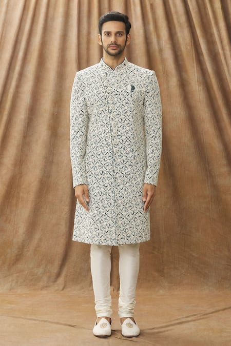 Buy Arihant Rai Sinha Off White Silk, Chanderi Embroidery Thread Sherwani Set Online at Aza Fashions Buy_Arihant Rai Sinha_Off White Silk, Chanderi Embroidery Thread Sherwani Set _Online_at_Aza_Fashions