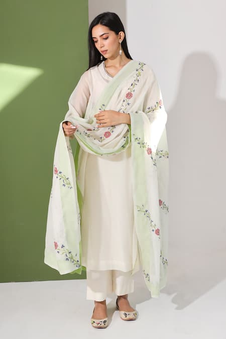 Neelu Sethi Chanderi Kurta Pant Set 