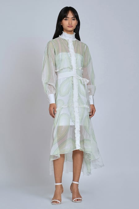 White organza shirt store dress