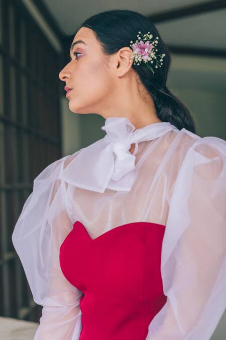 Buy Tarini Vij Red Banan Crepe And Organza Jumpsuit Sweetheart Neck & Top Cinder & Dove With Online at Aza Fashions Buy_Tarini Vij_Red Banan Crepe And Organza Jumpsuit Sweetheart Neck & Top Cinder & Dove With _Online_at_Aza_Fashions