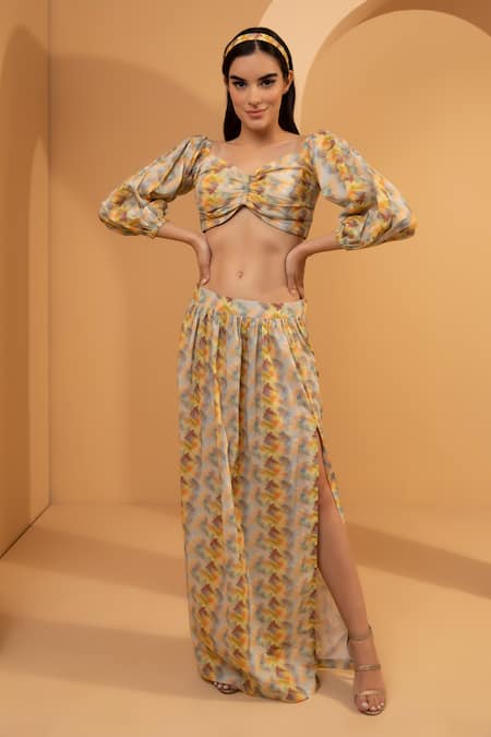 Tarini Vij Gwen Printed Bustier & Skirt Set 