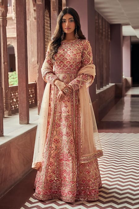 Buy PRIYANKA RAAJIV Bhavya Pink And Red Silk Brocade Blouse online