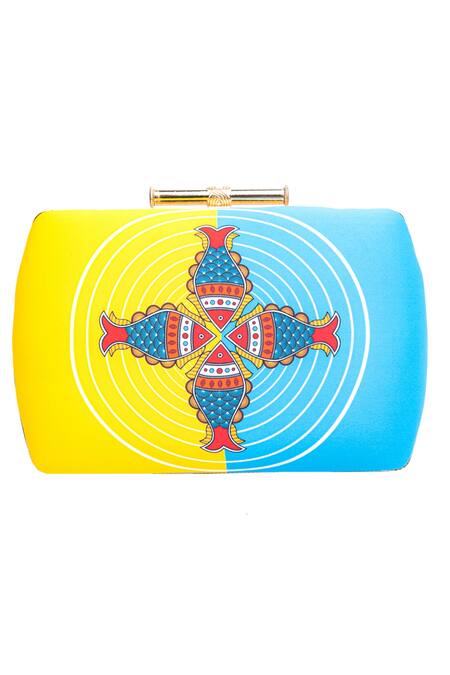 Shop NR By Nidhi Rathi Multi Color Printed Mandala Rectangle Clutch at Aza Fashions Shop_NR By Nidhi Rathi_Multi Color Printed Mandala Rectangle Clutch_at_Aza_Fashions