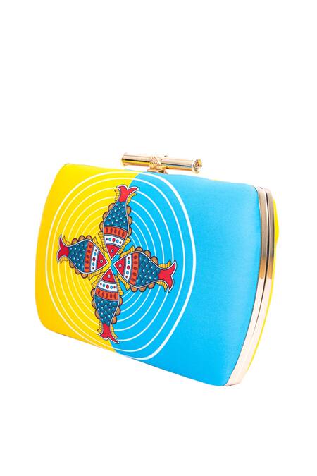 NR By Nidhi Rathi Multi Color Printed Mandala Rectangle Clutch Online at Aza Fashions NR By Nidhi Rathi_Multi Color Printed Mandala Rectangle Clutch_Online_at_Aza_Fashions