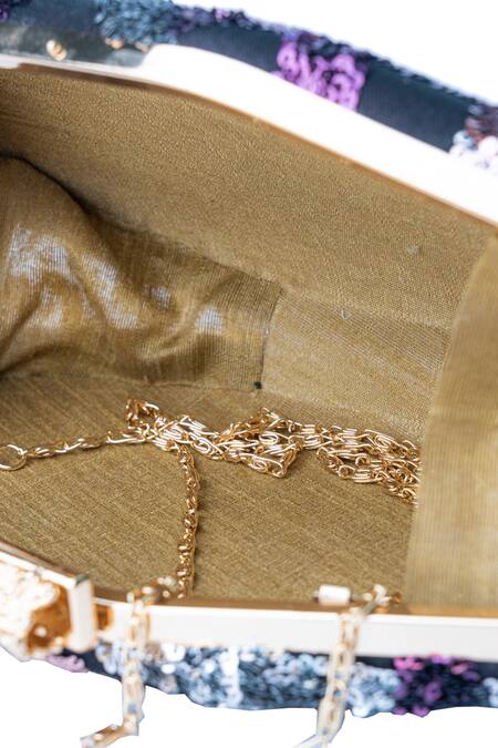 Shop_NR By Nidhi Rathi_Multi Color Embroidered Sequin Hexagon Clutch_Online_at_Aza_Fashions