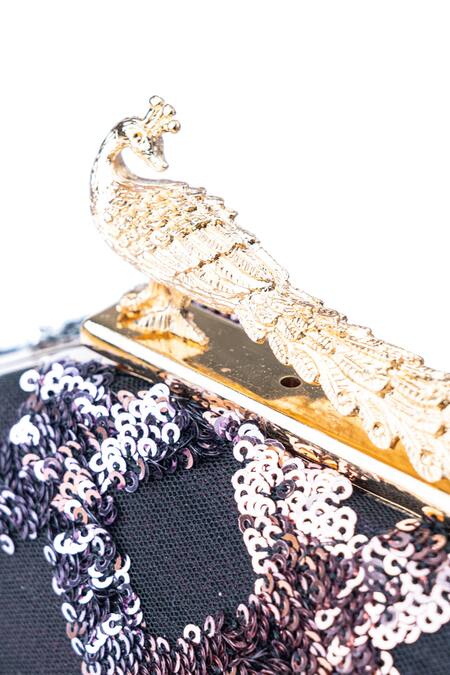 NR By Nidhi Rathi_Multi Color Embroidered Sequin Hexagon Clutch_at_Aza_Fashions