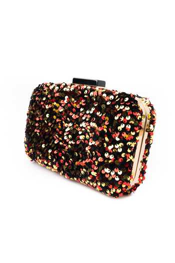 NR By Nidhi Rathi_Red Embroidered Sequin Rectangle Clutch_Online_at_Aza_Fashions