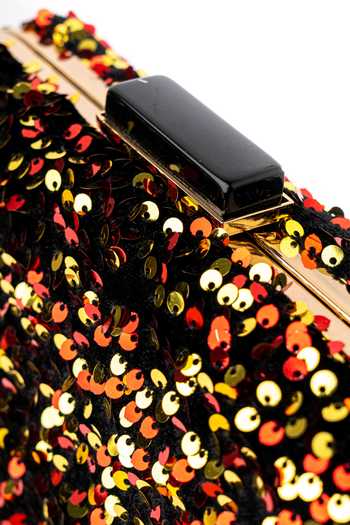 NR By Nidhi Rathi_Red Embroidered Sequin Rectangle Clutch_at_Aza_Fashions