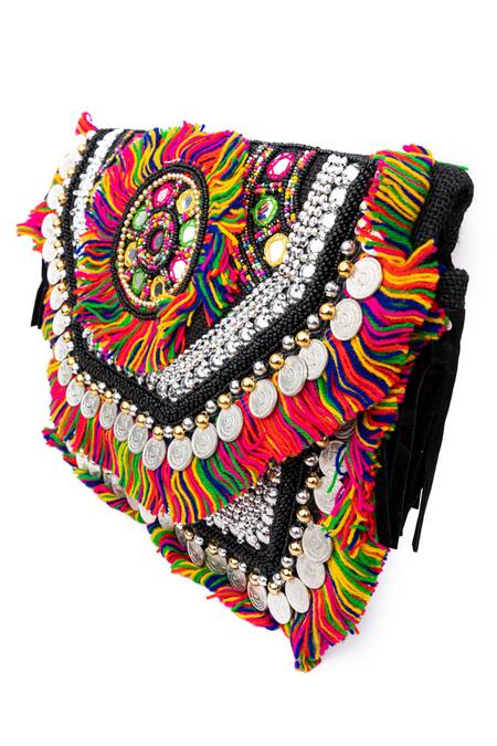 NR By Nidhi Rathi_Black Embroidered Rectangle Clutch_Online_at_Aza_Fashions