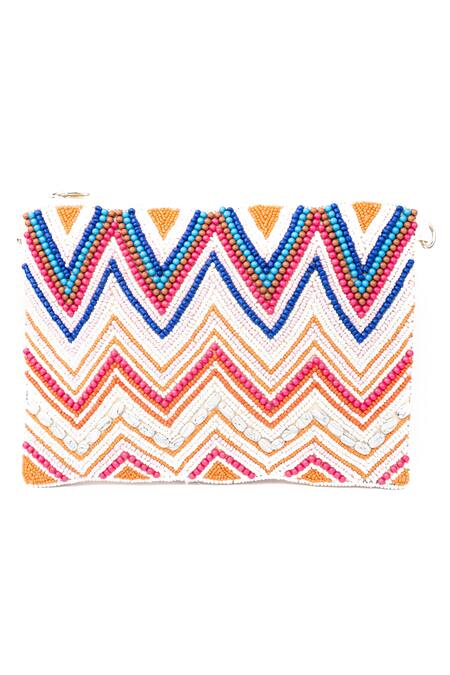 NR By Nidhi Rathi_Multi Color Embroidered Bead Rectangle Pouch_Online_at_Aza_Fashions