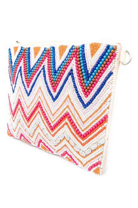 Buy_NR By Nidhi Rathi_Multi Color Embroidered Bead Rectangle Pouch_Online_at_Aza_Fashions