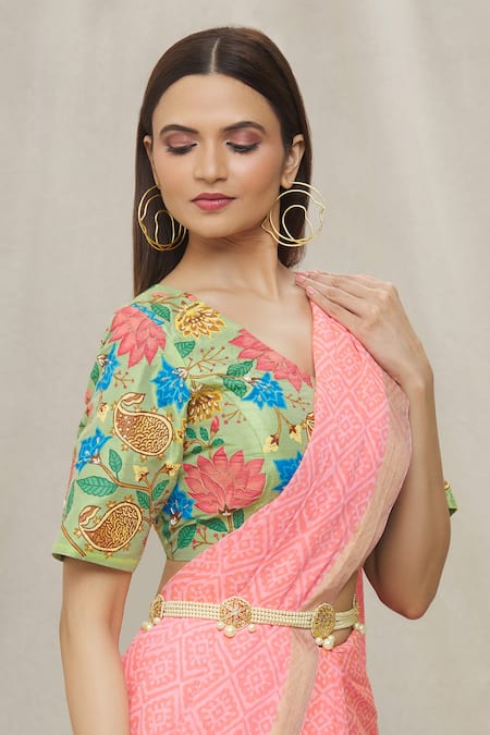 Kiara_Gold Pearls, Crystals, Stones Embellished Waist Belt_Online_at_Aza_Fashions