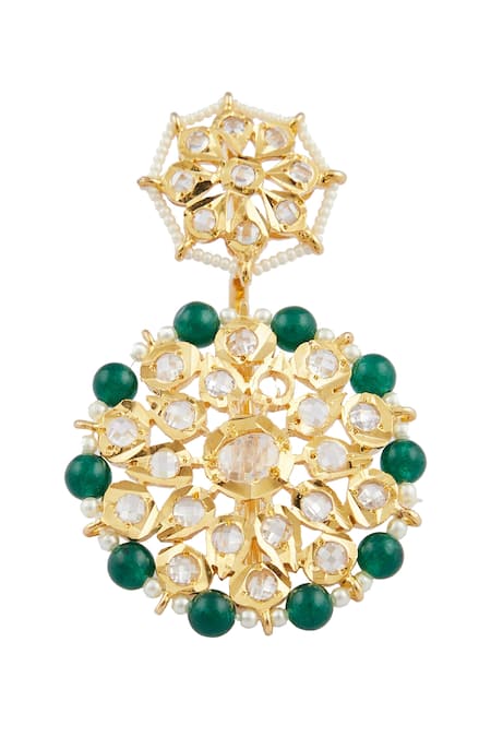 Kiara_Gold Plated Pearls Kundan Stone Embellished Ring_Online_at_Aza_Fashions