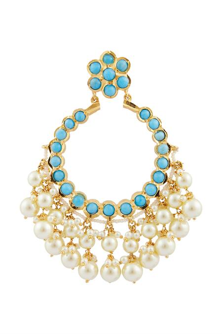 Shop_Kiara_Gold Plated Crystals, Stones Kundan Embellished Chandbalis_Online_at_Aza_Fashions