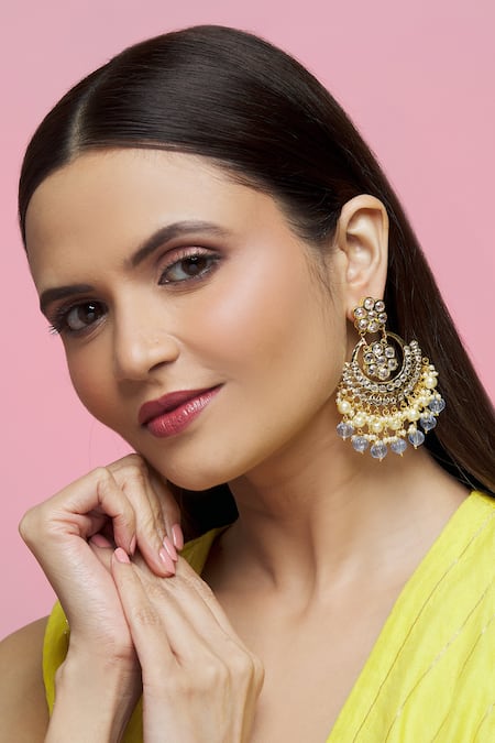 Kiara_Blue Crystals, Pearls, Stones Embellished Chandbalis_Online_at_Aza_Fashions