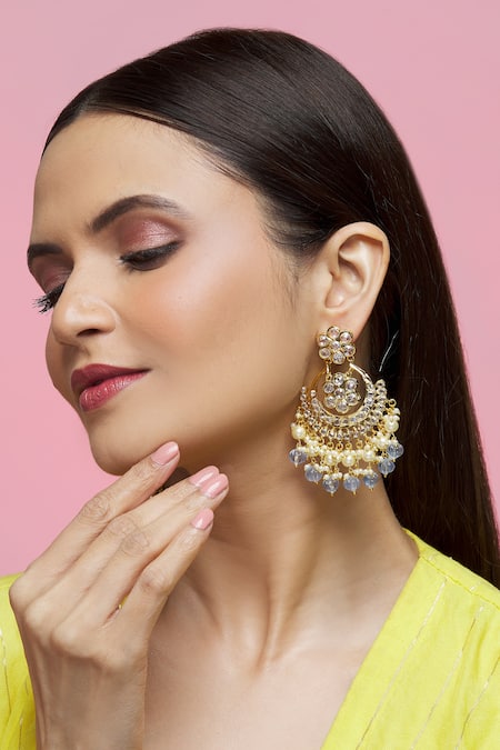 Shop_Kiara_Blue Crystals, Pearls, Stones Embellished Chandbalis_Online_at_Aza_Fashions