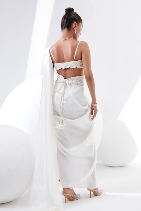 Tisha Saksena Jasmine Pre-Draped Saree With Bralette 