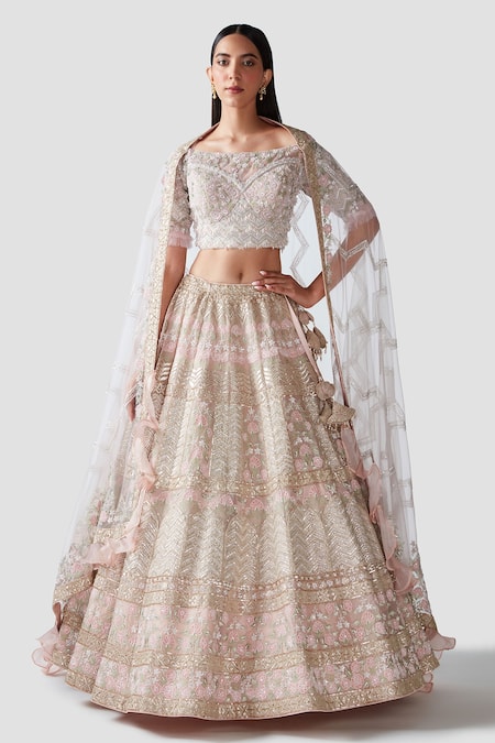 Swati Narula Pink Lehenga And Blouse Organza Dupatta Net Embroidery Aya Set  