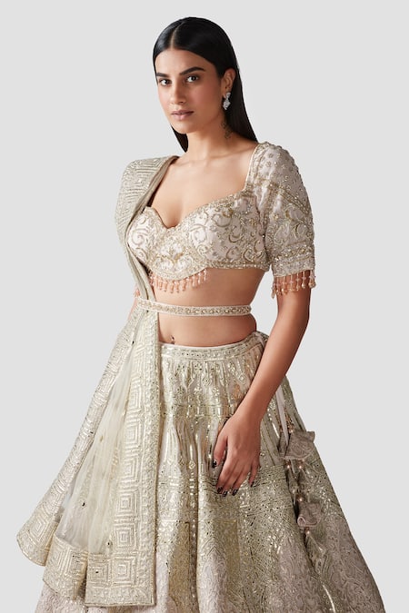 Buy_Swati Narula_Purple Lehenga And Blouse Georgette Dupatta Net Aziza Embroidered Bridal Set _Online_at_Aza_Fashions