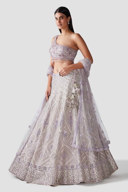 Swati Narula_Purple Lehenga And Blouse Organza Dupatta Net Sequins, Azra Embroidered Set _Online_at_Aza_Fashions