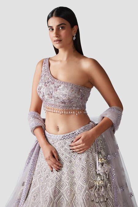 Buy_Swati Narula_Purple Lehenga And Blouse Organza Dupatta Net Sequins, Azra Embroidered Set _Online_at_Aza_Fashions