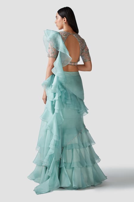 Swati Narula Widad Ruffled Pre-Draped Saree With Blouse 