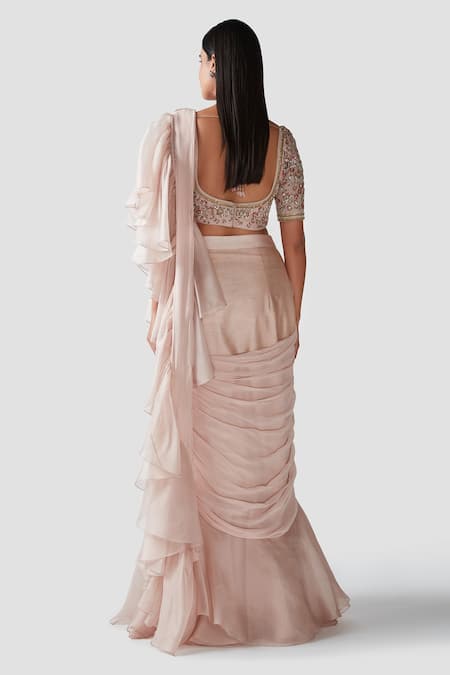 Swati Narula Ilham Pre-Draped Ruffle Saree With Blouse 
