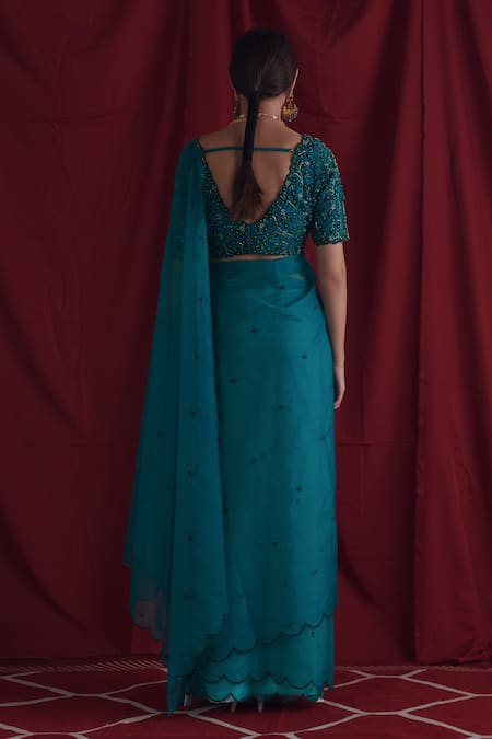 Shloka Sudhakar Embroidered Blouse & Saree Set 