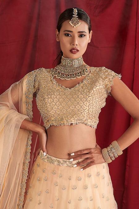 Buy Shloka Sudhakar Peach Organza, Dupatta Net Cutdana And Pearl Work, Floral Embroidered Lehenga Set Online at Aza Fashions Buy_Shloka Sudhakar_Peach Organza, Dupatta Net Cutdana And Pearl Work, Floral Embroidered Lehenga Set _Online_at_Aza_Fashions