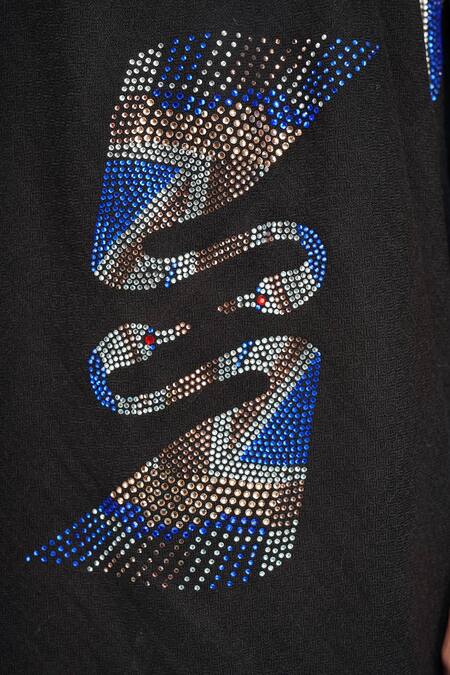 Dusala_Black Stone Embroidered Stole_at_Aza_Fashions