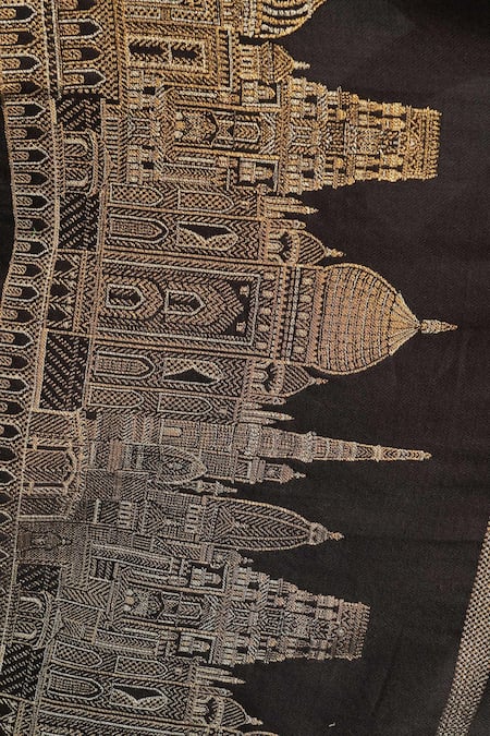 Buy_Dusala_Black Pashmina Embroidered Stole _Online_at_Aza_Fashions