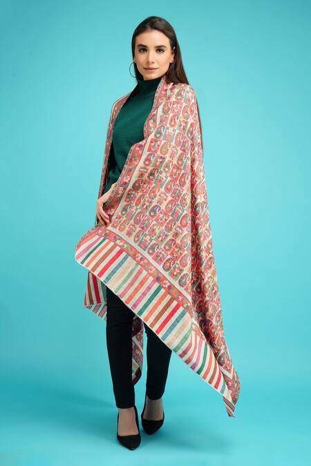 Buy_Dusala_Multi Color Kani Woven Shawl _Online_at_Aza_Fashions