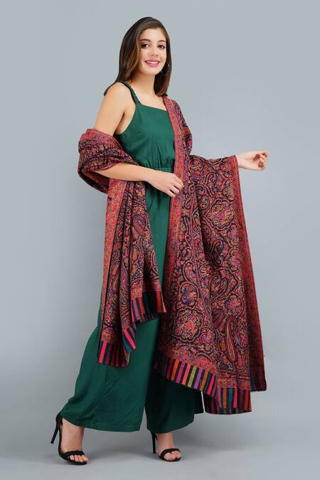 Dusala_Multi Color Pashmina Kani Woven Shawl _Online_at_Aza_Fashions