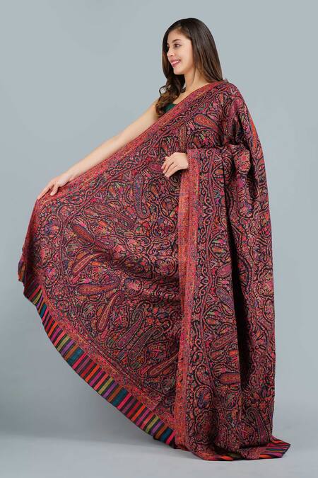 Buy_Dusala_Multi Color Pashmina Kani Woven Shawl _Online_at_Aza_Fashions