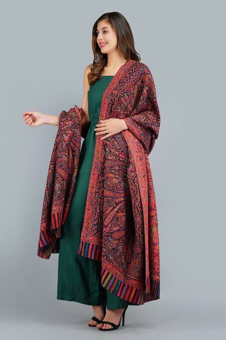 Shop_Dusala_Multi Color Pashmina Kani Woven Shawl _Online_at_Aza_Fashions