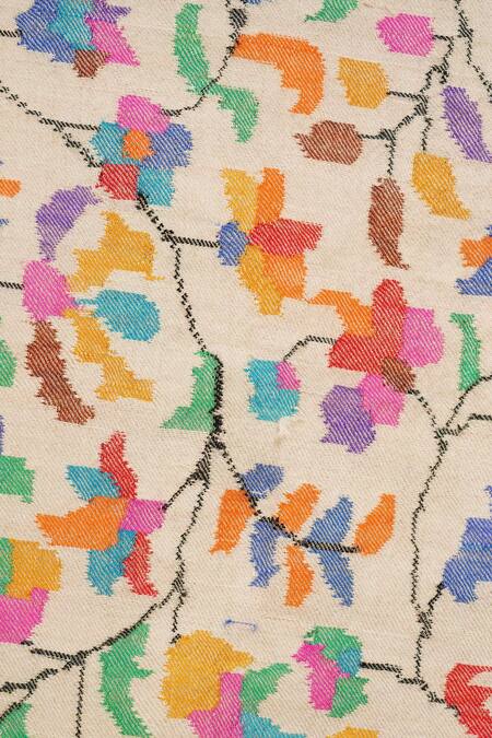 Shop_Dusala_White Handwoven Pure Kani Pashmina Shawl_Online_at_Aza_Fashions