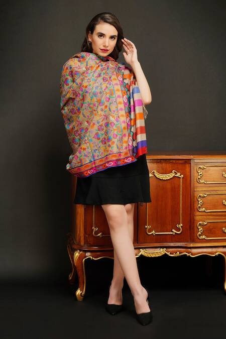 Shop_Dusala_Multi Color Handwoven Pure Kani Pashmina Shawl_at_Aza_Fashions
