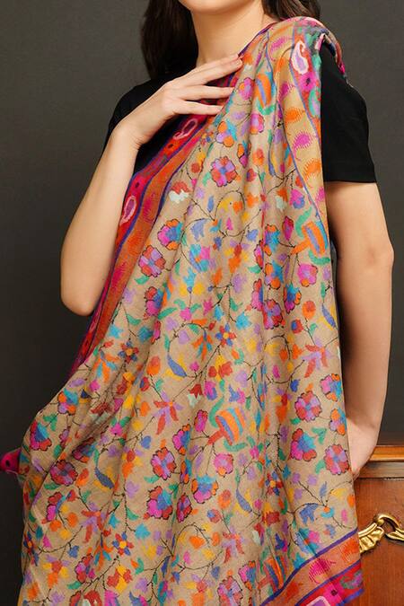 Shop_Dusala_Multi Color Handwoven Pure Kani Pashmina Shawl_Online_at_Aza_Fashions