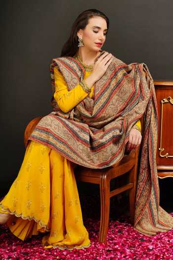 Dusala_Multi Color Handwoven Pashmina Antique Kashmiri Shawl_Online_at_Aza_Fashions